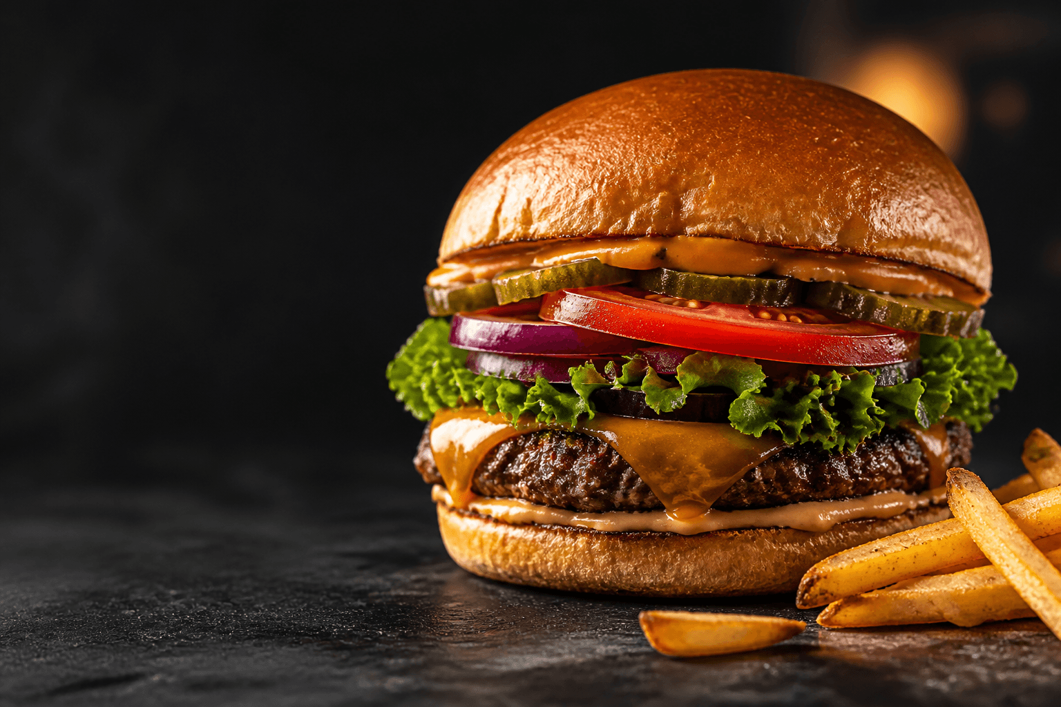 Fresh Sukari Burgers cheeseburger with fries